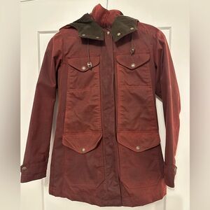 Filson Mooncroft Waxed Cotton Canvas Jacket Burgundy Red Women's XS Coat